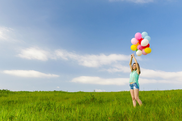 Piękna dziewczyna z balonów - Zdjęcie, obraz