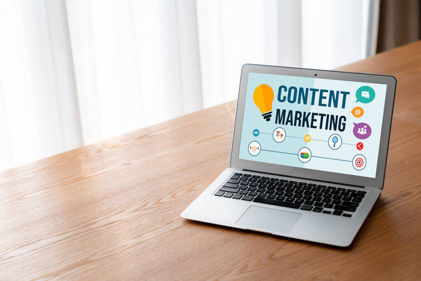 Marketing de contenu pour les affaires en ligne modish et stratégie de marketing e-commerce - Photo, image