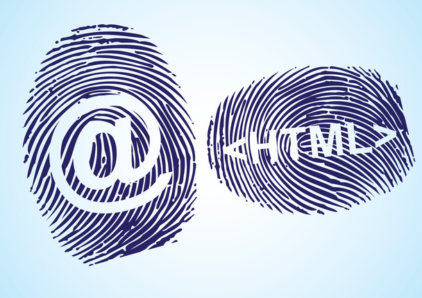 HTML- und E-Mail-Symbol im Thumbprint - Vektor, Bild