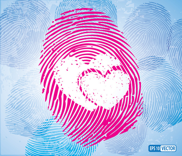 Pair of Heart Symbol on Thumbprint - Vector, afbeelding