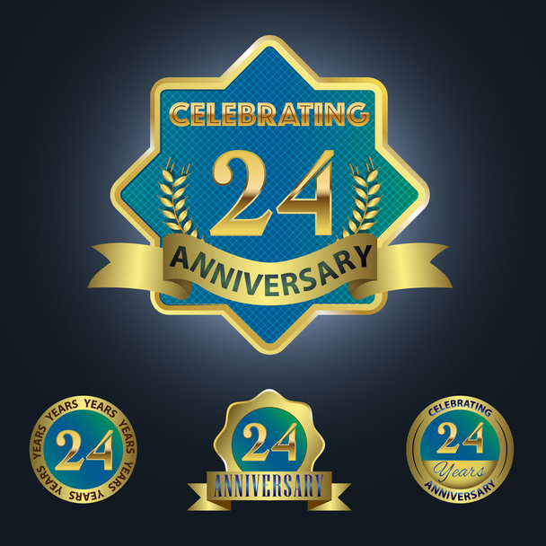 Conjunto de 4 - Celebrando 24 Años Aniversario
 - Vector, Imagen