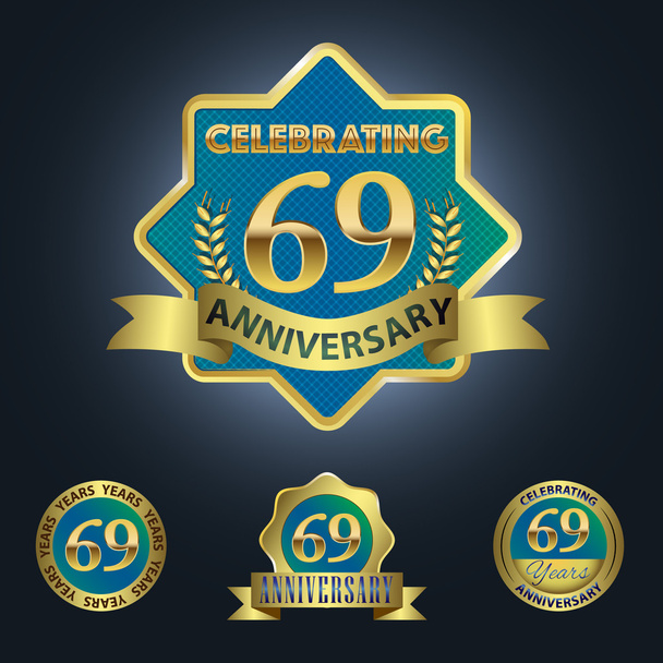 Celebrando 69 años de aniversario
 - Vector, Imagen