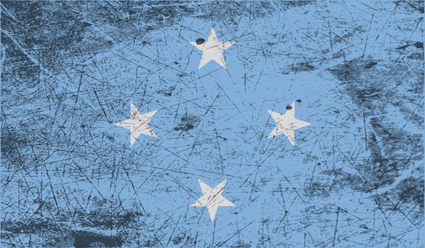 Flag of Micronesia with old texture. Vector - Vector, Image