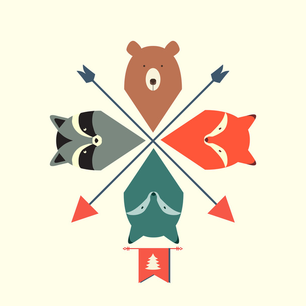 Pattern of animals with arrows - Vector, Image