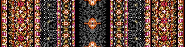 Floral cross stitch embroidery on black background.geometric ethnic oriental seamless pattern traditional.Aztec style,abstract,vector,illustration.design for texture,fabric,clothing,wrapping,carpet. - Valokuva, kuva