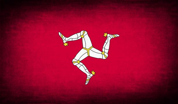 Σημαία του Isle of man με την παλιά υφή. Διάνυσμα - Διάνυσμα, εικόνα