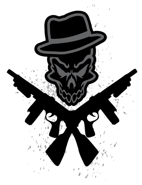 Gangster, Пистолет-пулемет и баннер
 - Вектор,изображение