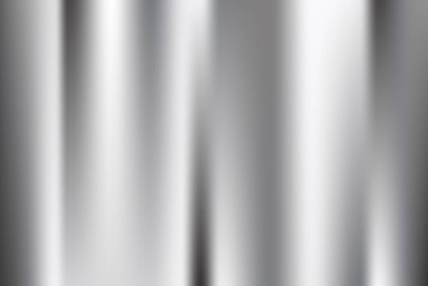 Ezüst fólia háttér. Fém gradiens vektor fényes minta. Króm rozsdamentes fokozatú felület visszaverődéssel. Fényes szürke ecsetelt anyag - Vektor, kép