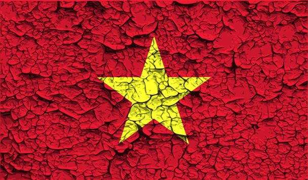 Flag of Vietnam with old texture. Vector - Vector, Image