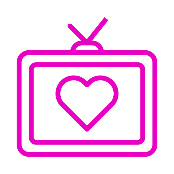 tv icon outline pink style valentine illustration vector element and symbol perfect. Icon sign from modern collection for web. - Vektor, kép