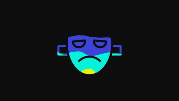 Yellow Drama theatrical mask icon isolated on black background. 4K Video motion graphic animation. - Séquence, vidéo
