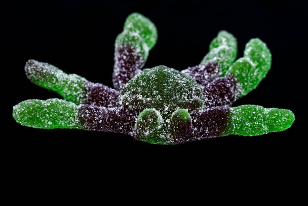 Colorful Fruity Gummy Candy. Sour Spider Candy. Spider jelly candy. - Photo, Image