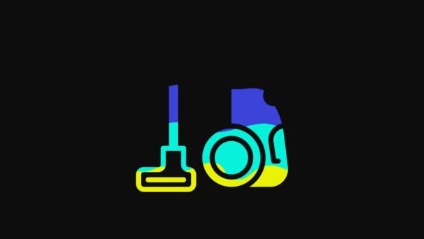 Yellow Vacuum cleaner icon isolated on black background. 4K Video motion graphic animation. - Video, Çekim