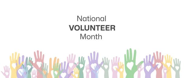 Nationales Freiwilligenbanner, nationaler Freiwilligenmonat. - Vektor, Bild