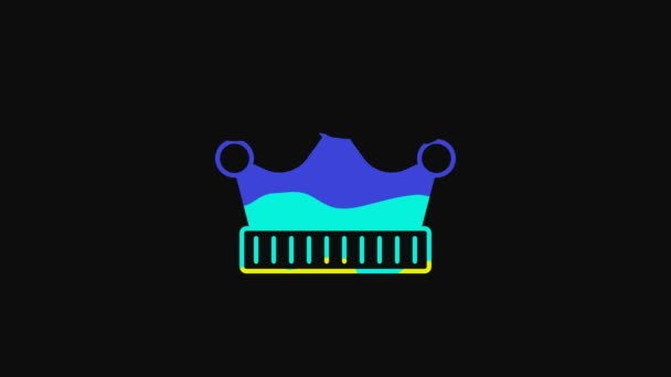 Sárga Király korona ikon elszigetelt fekete háttérrel. 4K Videó mozgás grafikus animáció. - Felvétel, videó