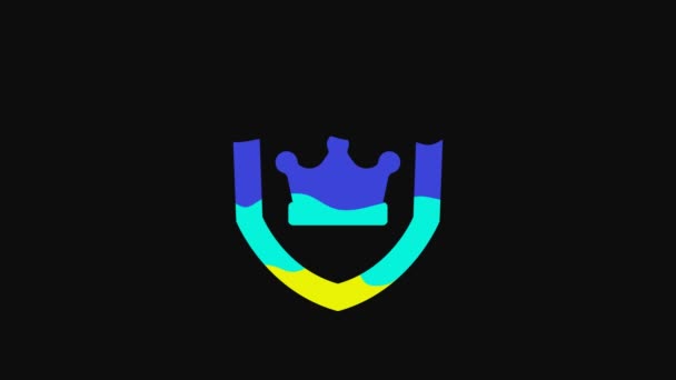 Yellow Shield with crown icon isolated on black background. 4K Video motion graphic animation. - Záběry, video