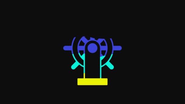 Yellow Ship steering wheel icon isolated on black background. 4K Video motion graphic animation. - Imágenes, Vídeo