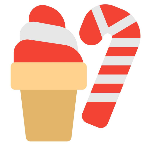 Frozen custard served with candy cane - Vecteur, image