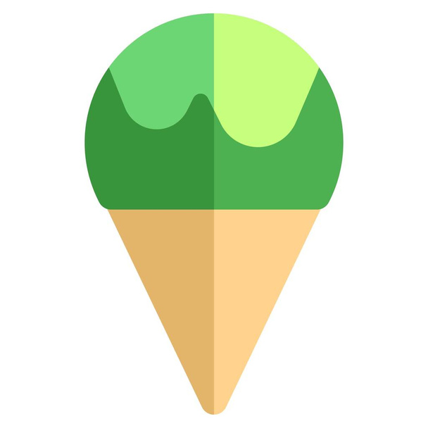 Ice scoop cone decorated with chocolate sauce. - Vector, Image