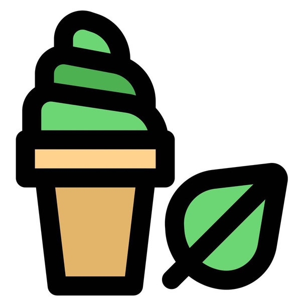 Refreshing basil flavored softy served in waffle - Vector, Image