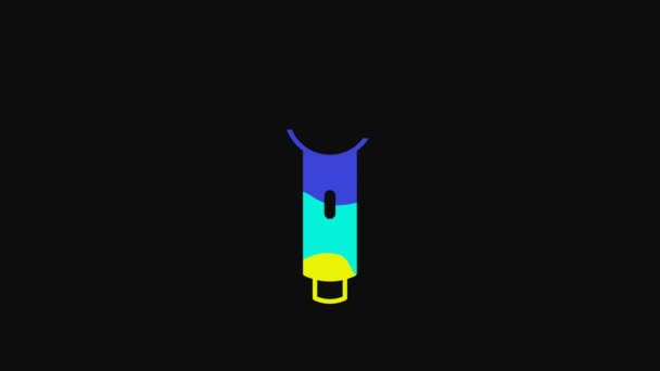 Yellow Microphone icon isolated on black background. On air radio mic microphone. Speaker sign. 4K Video motion graphic animation. - Footage, Video