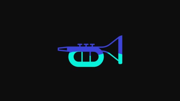 Yellow Trumpet icon isolated on black background. Musical instrument. 4K Video motion graphic animation. - Metraje, vídeo