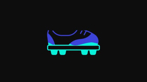 Yellow Football shoes icon isolated on black background. Soccer boots. Sport football foot protection. 4K Video motion graphic animation. - Séquence, vidéo