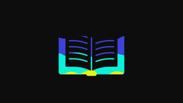 Yellow Open book icon isolated on black background. 4K Video motion graphic animation. - Footage, Video