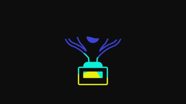 Yellow Award cup icon isolated on black background. Winner trophy symbol. Championship or competition trophy. Sports achievement sign. 4K Video motion graphic animation. - Video, Çekim