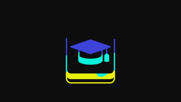 Yellow Online education and graduation icon isolated on black background. Online teacher on monitor. Webinar and video seminar learning. 4K Video motion graphic animation. - Filmati, video