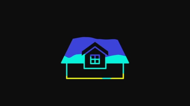 Желтый Дом значок изолирован на черном фоне. Домашний символ Видеографическая анимация 4K. - Кадры, видео