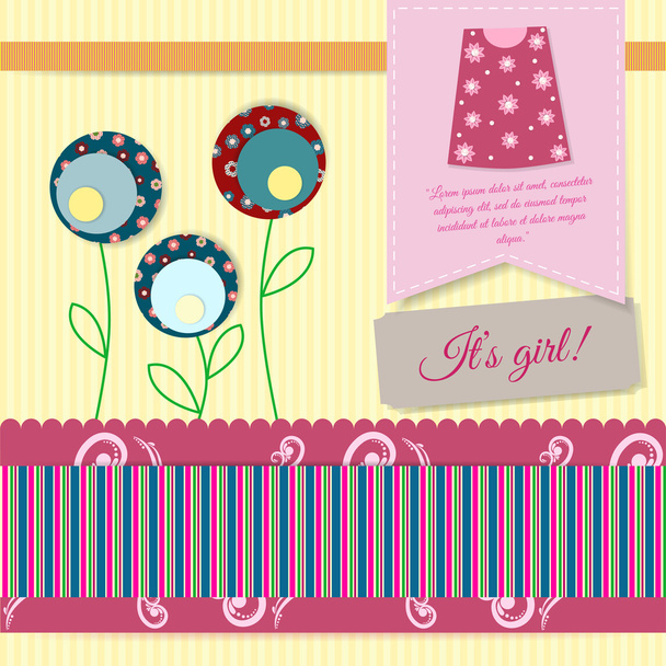 C'est une carte fille dans le style scrapbook avec des fleurs et des éléments décoratifs
 - Vecteur, image