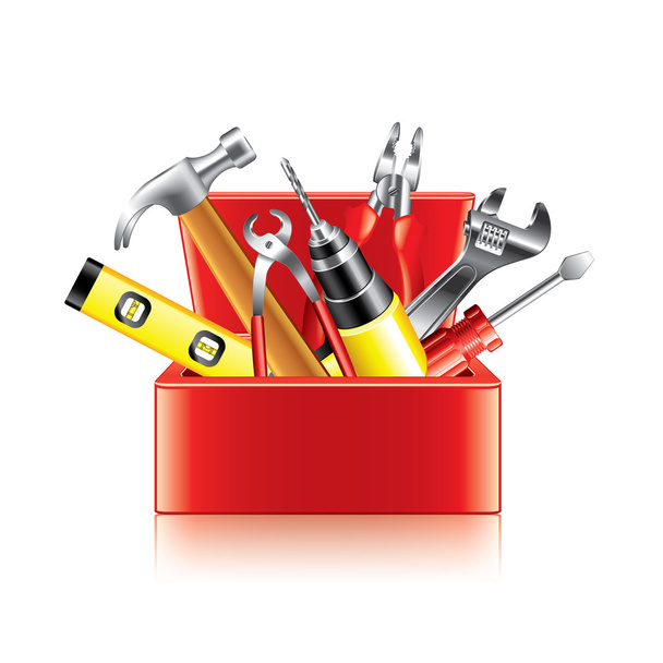 Tools box isolated on white vector - Vector, imagen