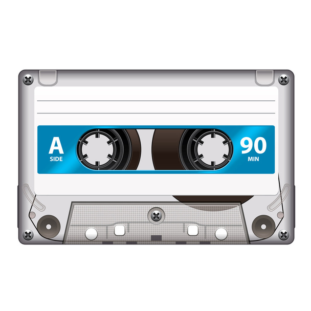 白いベクトルに分離されたレトロなカセット テープ - ベクター画像