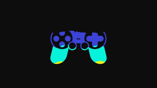 Yellow Gamepad icon isolated on black background. Game controller. 4K Video motion graphic animation. - Filmati, video