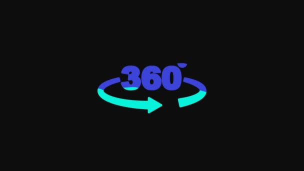 Žlutá 360 stupňová ikona izolovaná na černém pozadí. Virtuální realita. Kamera úhlu 360 stupňů. Fotka Panorama. Grafická animace pohybu videa 4K. - Záběry, video