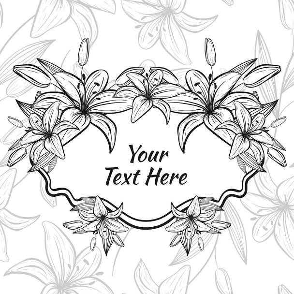 Border with lilies for wedding - Vector, Image