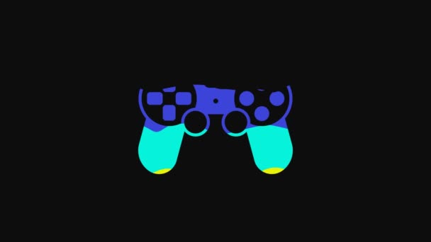 Yellow Game controller or joystick for game console icon isolated on black background. 4K Video motion graphic animation. - Video