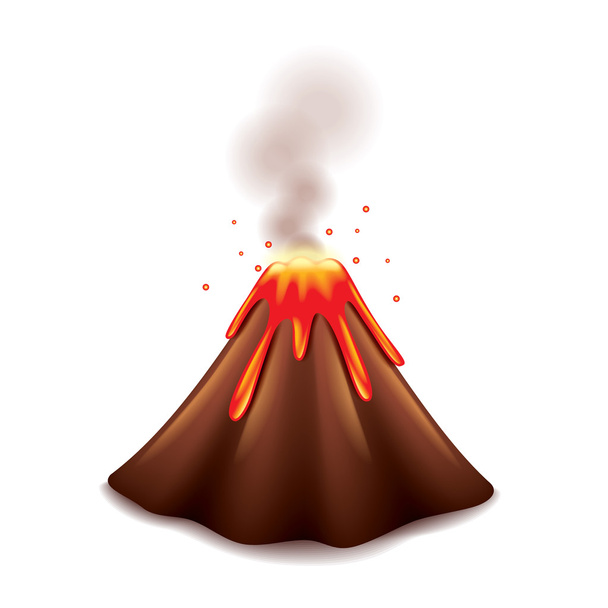 Вулкан, изолированный на белом векторе
 - Вектор,изображение