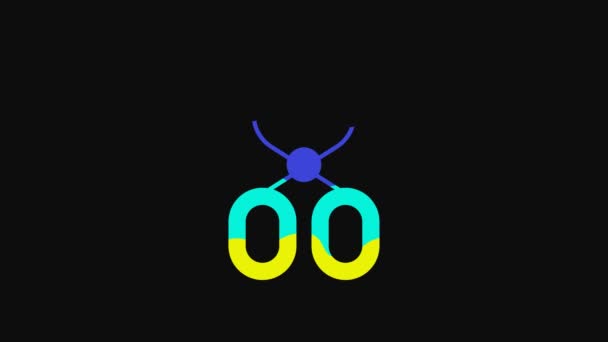 Yellow Eyelash krultang pictogram geïsoleerd op zwarte achtergrond. Teken voor make-up. 4K Video motion grafische animatie. - Video