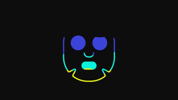 Icona della maschera cosmetica facciale gialla isolata su sfondo nero. Cosmetologia, medicina e assistenza sanitaria. Animazione grafica 4K Video motion. - Filmati, video