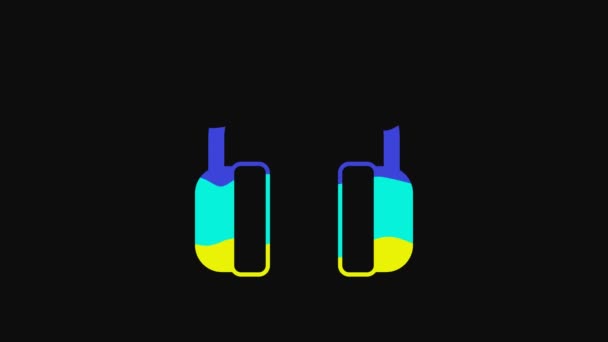 Yellow Noise canceling headphones icon isolated on black background. Headphones for ear protection from noise. 4K Video motion graphic animation. - Séquence, vidéo