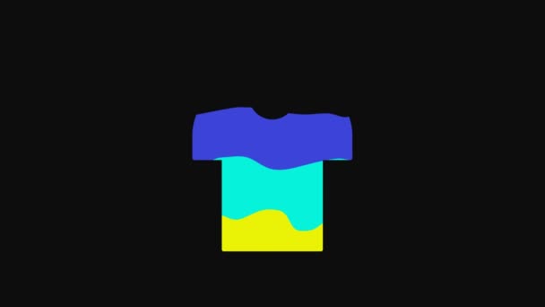 Yellow T-shirt on hanger icon isolated on black background. 4K Video motion graphic animation. - Video, Çekim