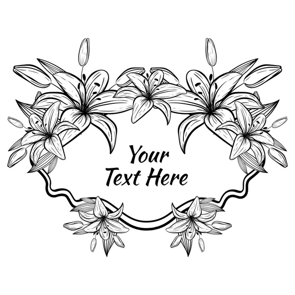 Border with lilies for wedding - Vector, Imagen