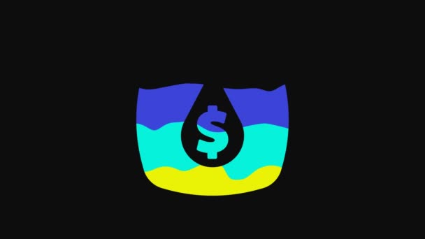 Žlutý olej kapka s ikonou symbol dolaru izolované na černém pozadí. Cena ropy. Ropný a ropný průmysl. Grafická animace pohybu videa 4K. - Záběry, video