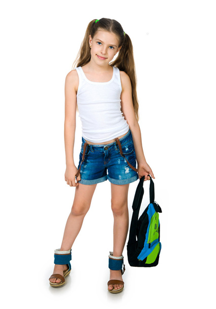 Cute schoolchild with knapsack - Foto, immagini