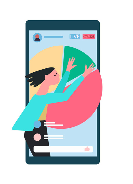 Working on financial markets concept. Portfolio investment concept in phone. Asset allocation concept. Vector illustration in flat style - Vecteur, image