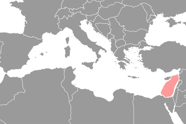 Levantské moře na mapě světa. Vektorová ilustrace. - Vektor, obrázek