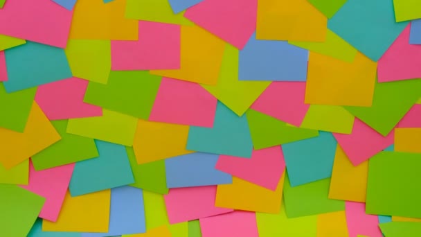 Colorful sticky notes on the board. Office work or reminder concepts. - Footage, Video