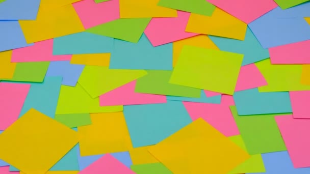 Colorful sticky notes on the board. Office work or reminder concepts. - Footage, Video